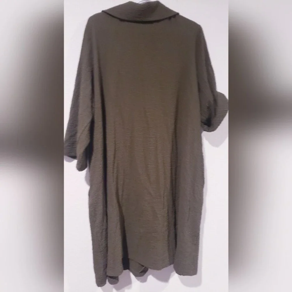 Nina Leonard Button Down 3/4 Sleeve Midi Shirt Dress Olive Green Size 1X - Picture 8 of 8